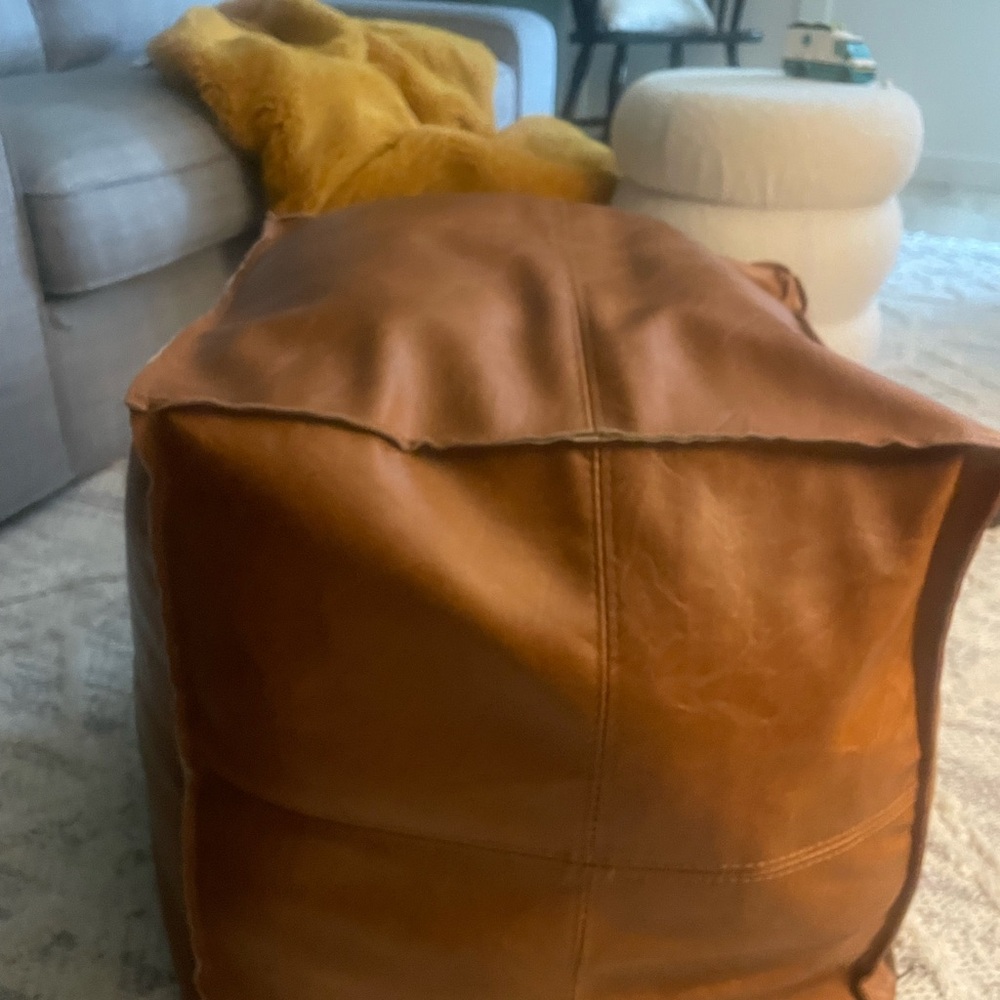 Faux Leather Ottoman UNSTUFFED - Picture 6 of 6